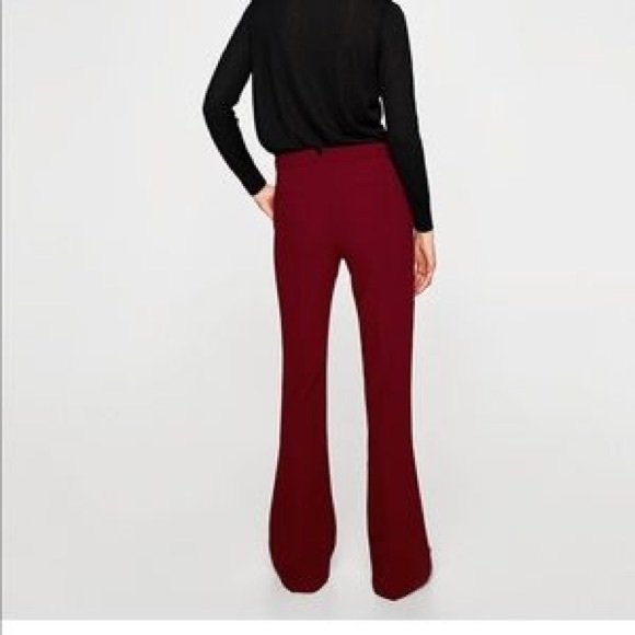 ZARA burgundy red flared trousers size XS NWT - Picture 4 of 8
